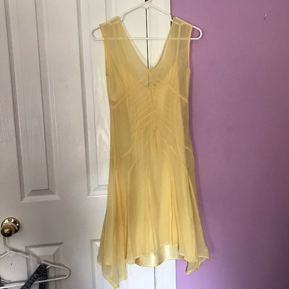 Pale yellow bias cut silk spring dress 1920s 1930s